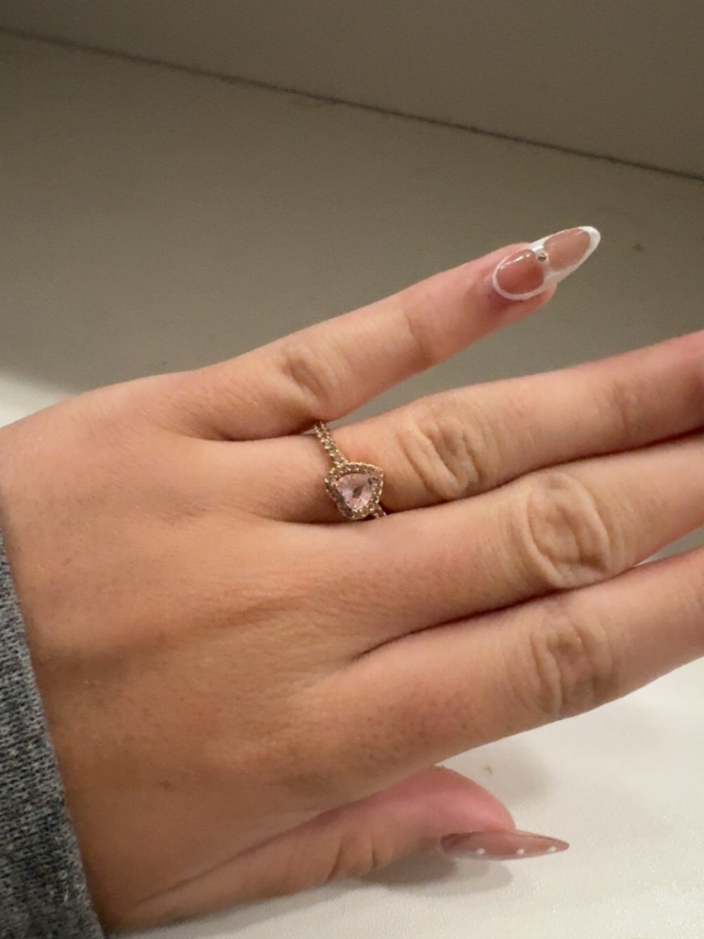 Pandora Rose Gold Ring with Pink Heart Stone